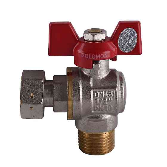 Кран кульовий кутовий з накидною гайкою SOLOMON 1/2″ ЗВ PN40 160402 (000012106) Київ