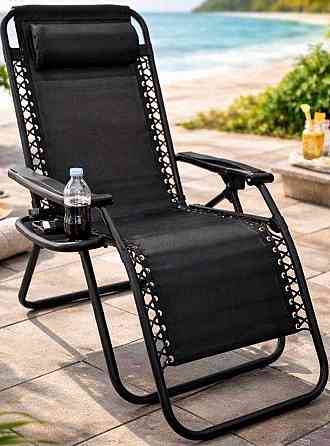 Складной шезлонг Zero Gravity XXL ‼️с подстаканником крепло лежак для дачи пляжа Харьков