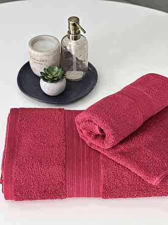 Комплект полотенец с бордюром Ideal Textile 2 шт (50х90+70х140 см) 500 г/м2 (56860401) Бордовий Черновцы