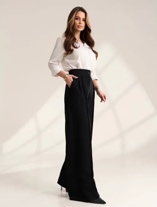 Женские брюки палаццо высокой посадки черные / шоколад женские брюки высокой посадки Одесса - изображение 4