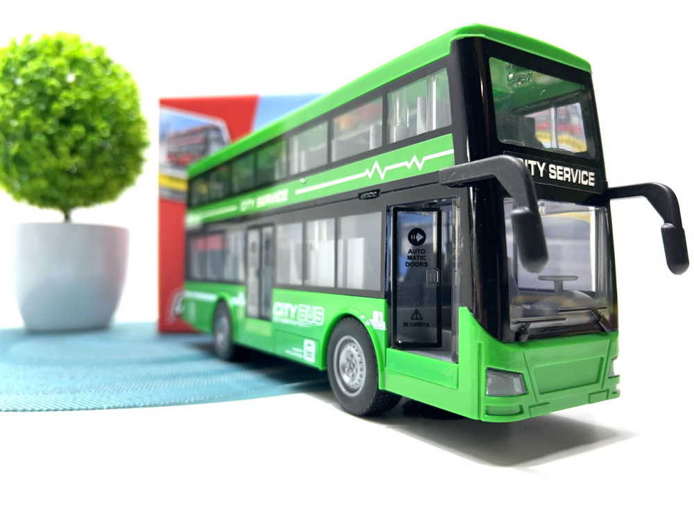 Автобус інерційний двоповерховий світло звук двері відкриваються гумові колеса Зелений (RJ5504) Чернигов - изображение 8