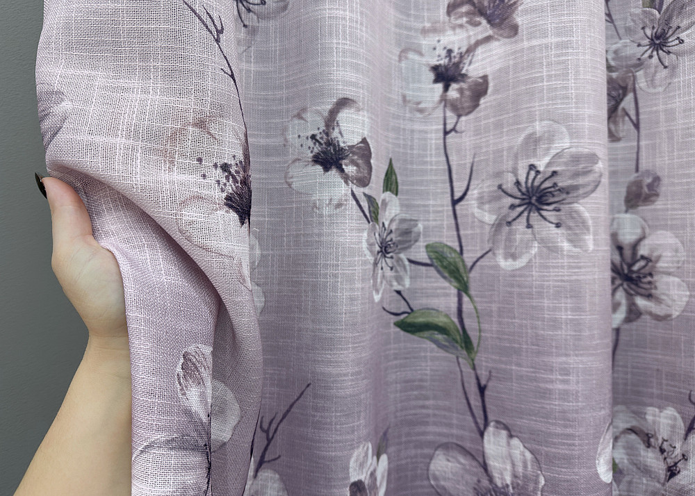 Тюль-штора VR-Textil 1877т Лен Фиолетовый с белым 300х270 см (42-0830) Киев - изображение 4