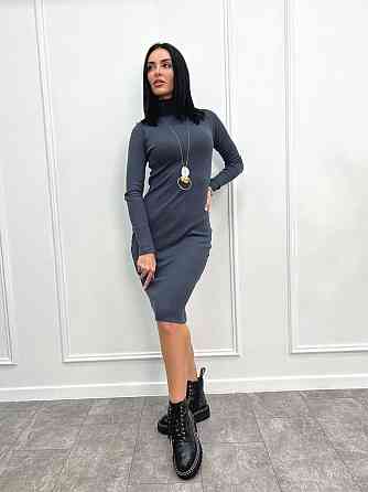 Жіноче плаття-гольф в рубчик "Marie" оптом | Норма Графіт, 46-48 Київ