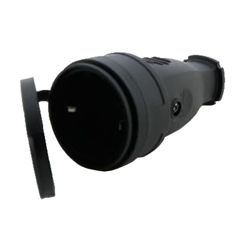 Гнездо с заземлением с крышкой каучук, черный Днепр - изображение 2