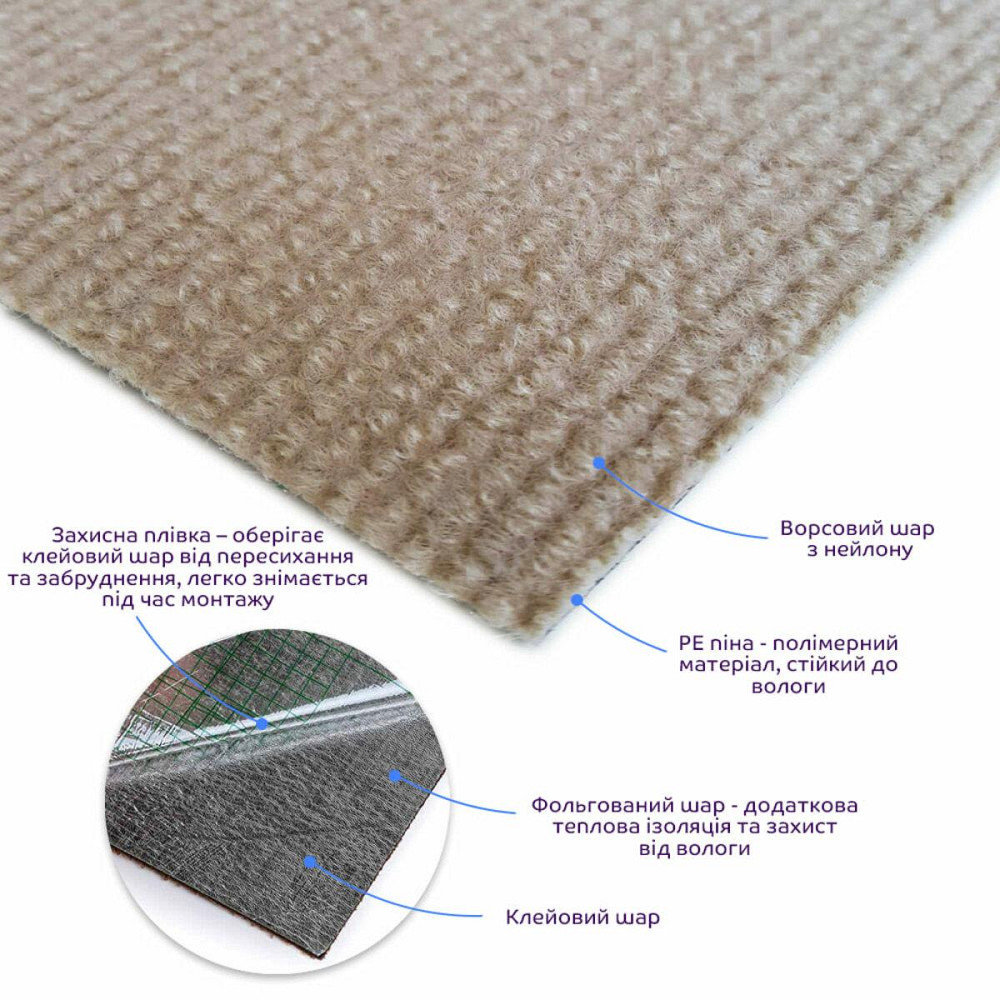 Бежевая самоклеящаяся плитка под ковролин Киев - изображение 2