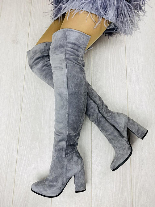 Nivelle Ботфорти жіночі NIVELLE 5154 (9518-9548) сірі (весна-осінь, замша натуральна) (2854) 35 Коломия - фото 1