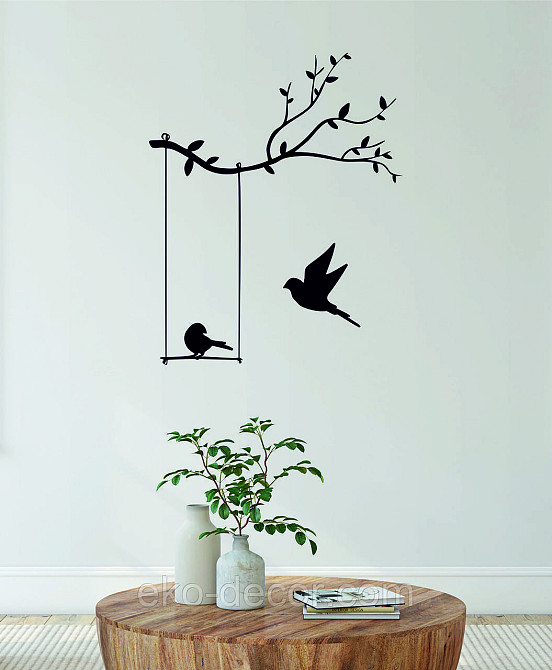 Декоративное настенное Панно «Птички», Декор на стену 90*73 см, Черный Киев - изображение 1