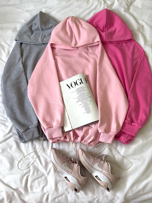 Женская теплая оверсайз худи с кулиской турецкая трехнить пенье хлопок Одесса - изображение 7