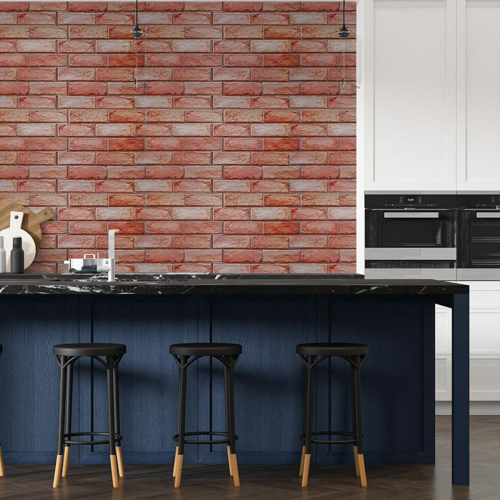 Декоративная панель коричнево-розовый кирпич Киев - изображение 6