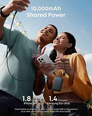 Портативний зарядний пристрій Anker Nano - 10000 mAh 45W Built-In USB-C Cable Black (7206698) Київ