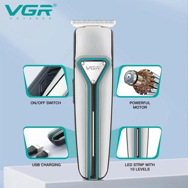 Машинка для стрижки посеченных волос VGR V-008 Pro, Беспроводной триммер для стрижки и бритья UR-15 Львов - изображение 6