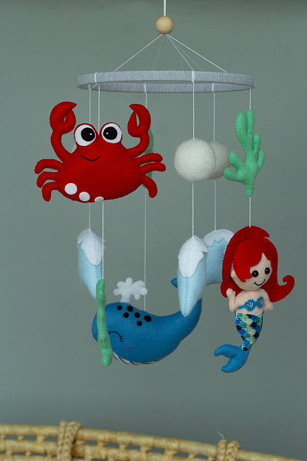 Дитячий музичний мобіль на ліжечко для немовлят WooolyWool «Русалонька» з 35 мелодіями Київ - фото 4