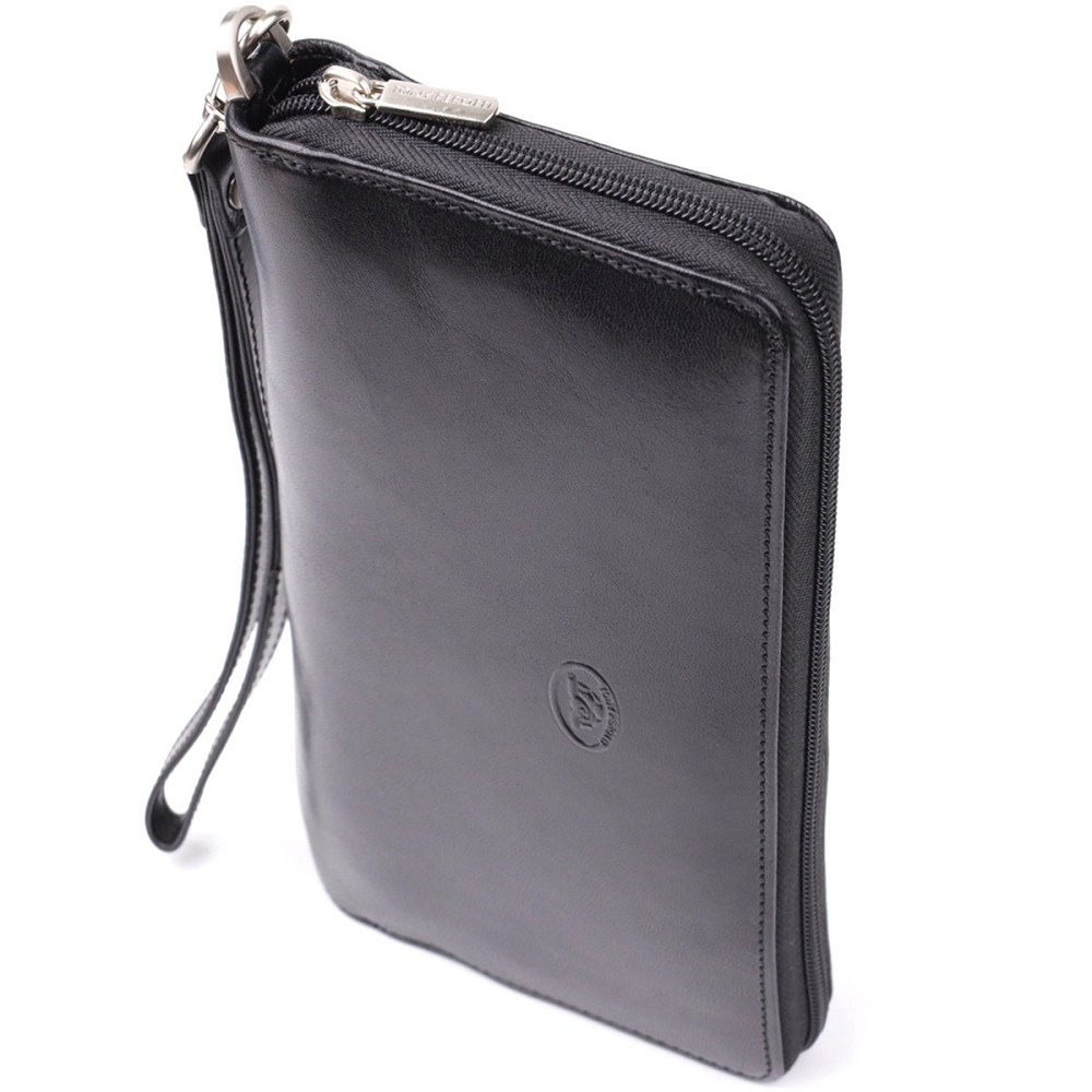 Мужской клатч на одно отделение из гладкой натуральной кожи Черный (Tony Perotti) Киев - изображение 11