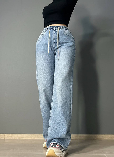 Джинсы женские Liana 1-047 палаццо с резинкой на талии стрейчевые большие размеры голубые , голубой, З4, 34, 88 см, 110 см Киев - изображение 7