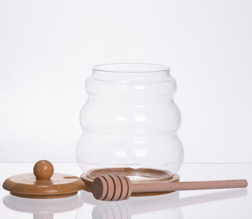 Yiwu Медовниця скляна з кришкою і ложкою 350 (мл) 64486-7 Коломыя - изображение 2