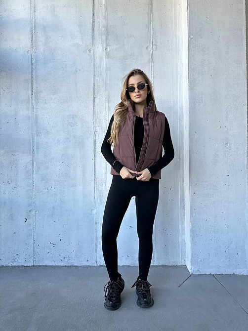 Жіноча тепла жилетка на блискавці плащівка емі на силіконі Шоколад, 46/48 Одеса - фото 8