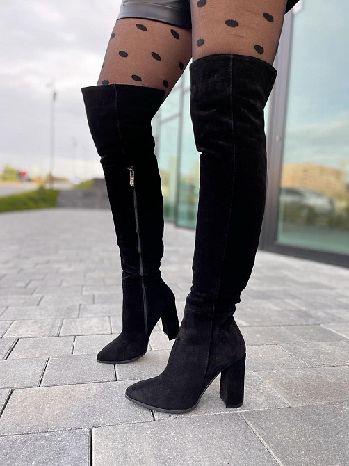 Nivelle Ботфорти жіночі NIVELLE чорні натуральна замша зима євро-хутро висота 50см обхват гоміл Коломия - фото 9