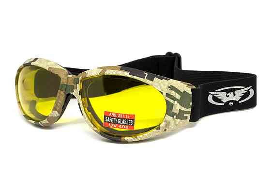 Окуляри захисні з ущільнювачем Global Vision Eliminator Camo Pixel (yellow), жовті в камуфльованій оправі Запоріжжя