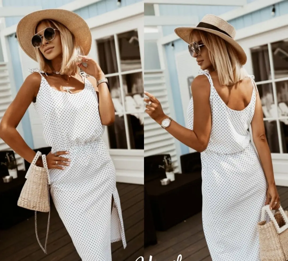 Летний сарафан с разрезом 