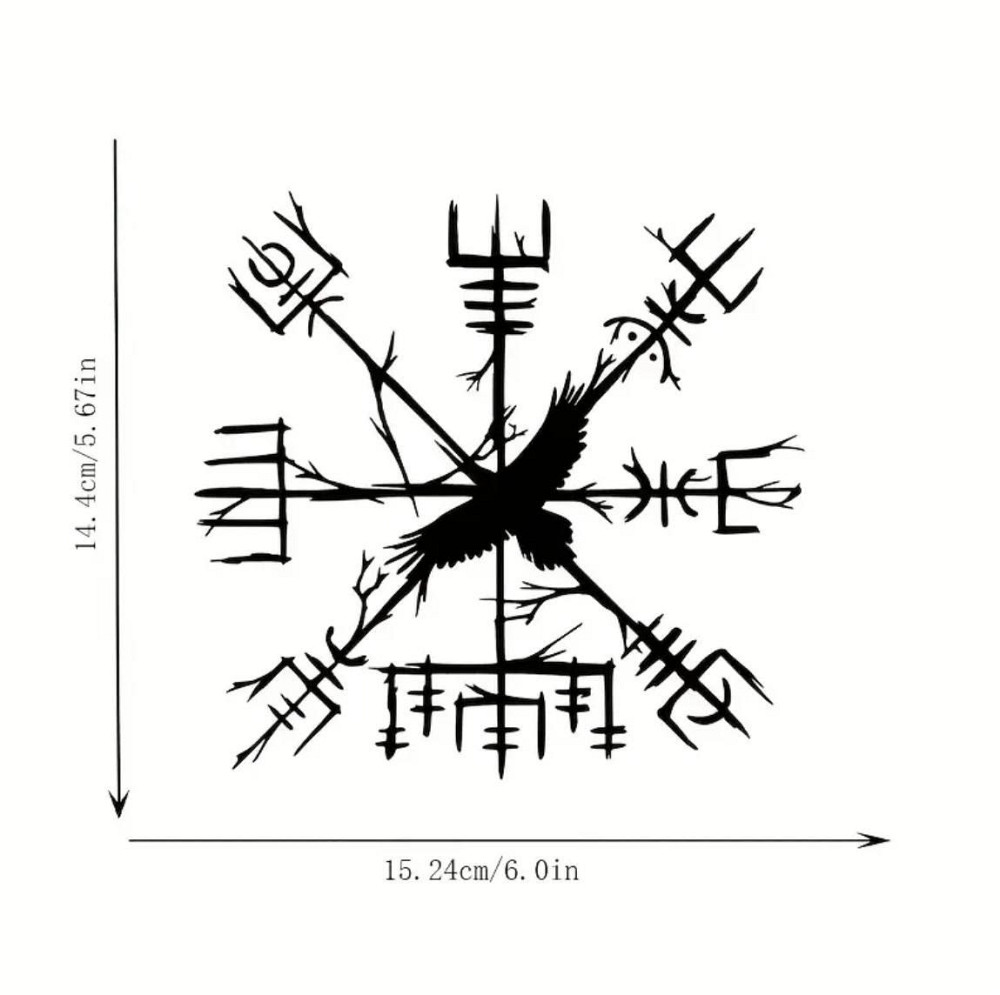 Виниловая наклейка Ворон с рунами, скандинавский символ Киев - изображение 3