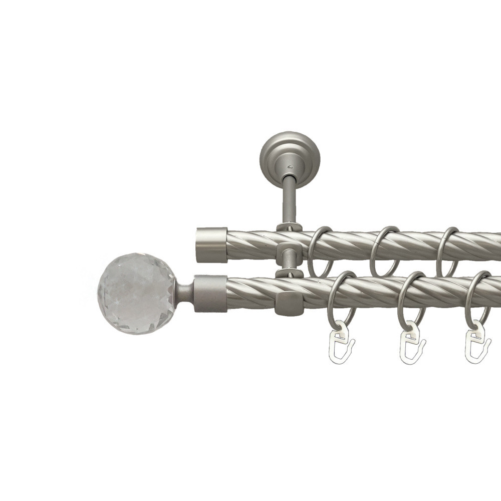 Карниз Orvit Люміера металевий дворядний відкритий скручена труба кільце металеве Сатин 19\19 мм 200 см (00-00023231) Львів - фото 1