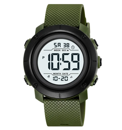 Чоловічий наручний годинник Skmei 2497 з каучуковим ремінцем (Зелений з білим) Київ