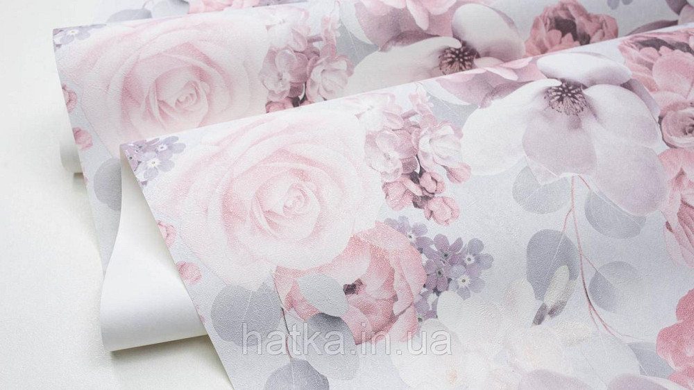 Обои виниловые на флизелине горячего тиснения Sintra Atmosphere цветы розы красные сиреневые голубые 512227 Киев - изображение 1