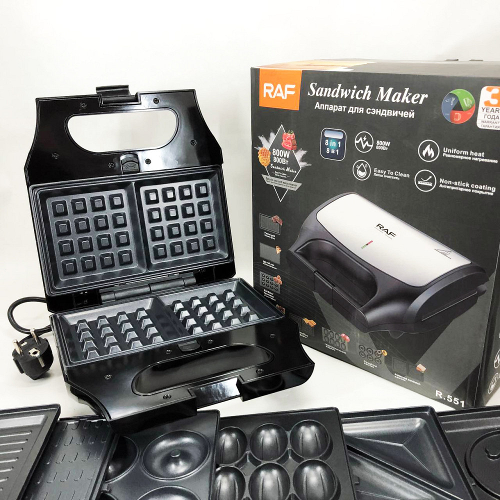 Прижимной домашний гриль RAF R.551 850 Вт 8 в 1, Сковорода с сэндвич дном, Гриль для дома електрогриль UI-87 Львов - изображение 2