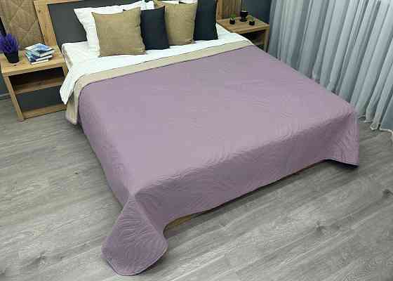 Покривало двостороннє Decorator Microfiber листя 180х215 см бузковий з бежевим (85-128) Київ