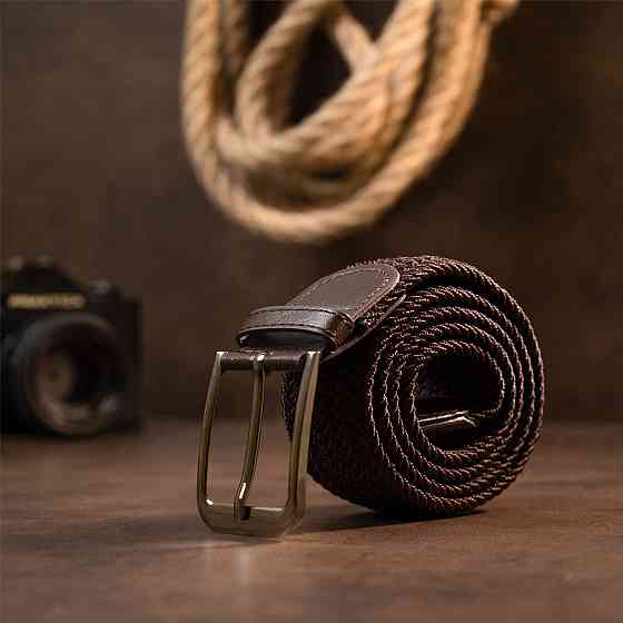 Текстильний ремінь чоловічий класика Коричневий (Vintage) Київ