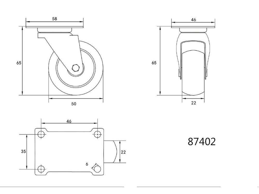Колесо-блок ПП (поліпропіленове) поворотне 50мм Vorel Киев - изображение 2