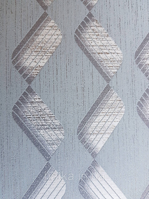 Шпалери метрові вінілові на флізеліні Marburg Villa Romana геометрія смужки зиґзаґ сріблясті на сіро-блакитному Київ - фото 4