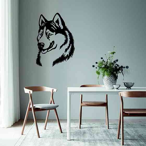 Декоративне настінне Панно «Хаскі», Декор на стіну 70*51 см, Чорний Київ