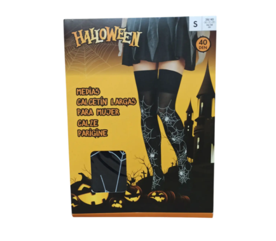 Чулки для Хэллоуина с паутиной S черно-белый Киев