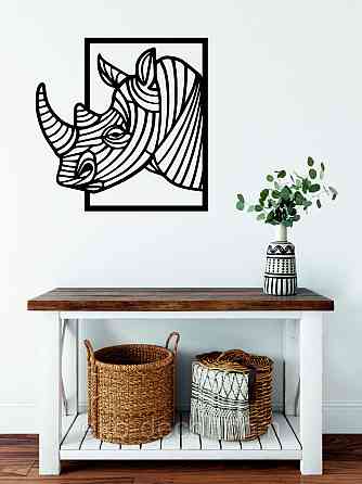 Декоративное настенное Панно «Носорог» Декор на стену 90*89 см, Черный Киев