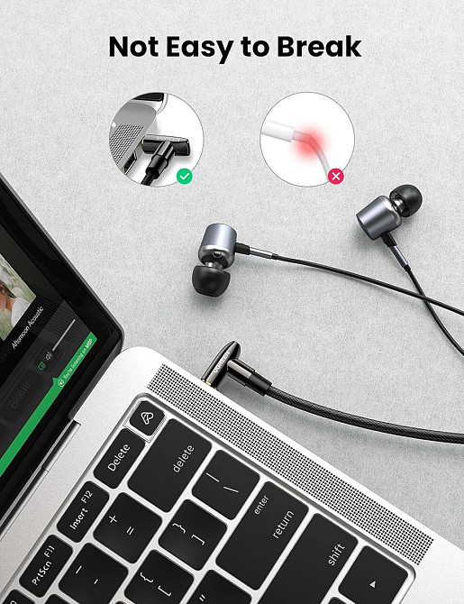 Аудио кабель AUX 3.5mm jack UGreen с угловым L-образным штекером AV188 50212 (Черный, 5м) Николаев - изображение 7