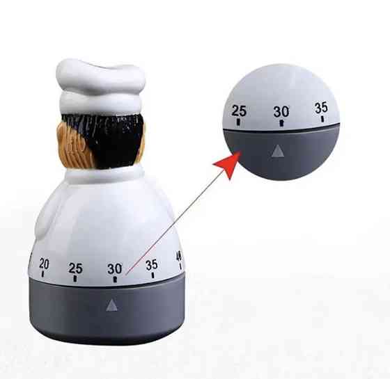 Таймер механічний для кухні, зворотній відлік, "Шеф-повар", кухонний таймер настільний, білий Київ