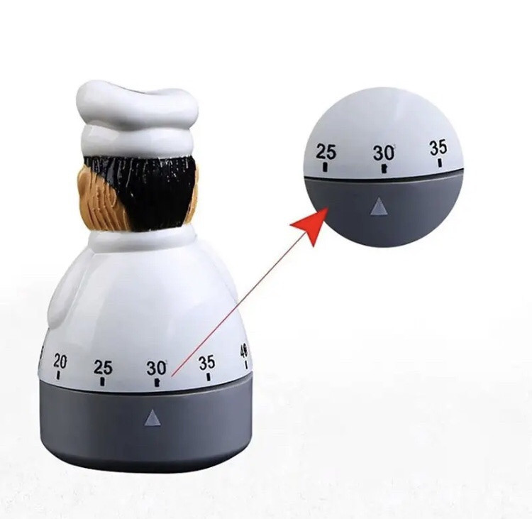 Таймер механічний для кухні, зворотній відлік, "Шеф-повар", кухонний таймер настільний, білий Київ - фото 4