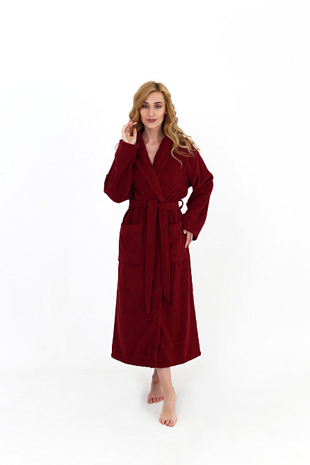 Жіночий халат Ideal Textile банний махровий бордовий M (56860447) Чернівці - фото 1