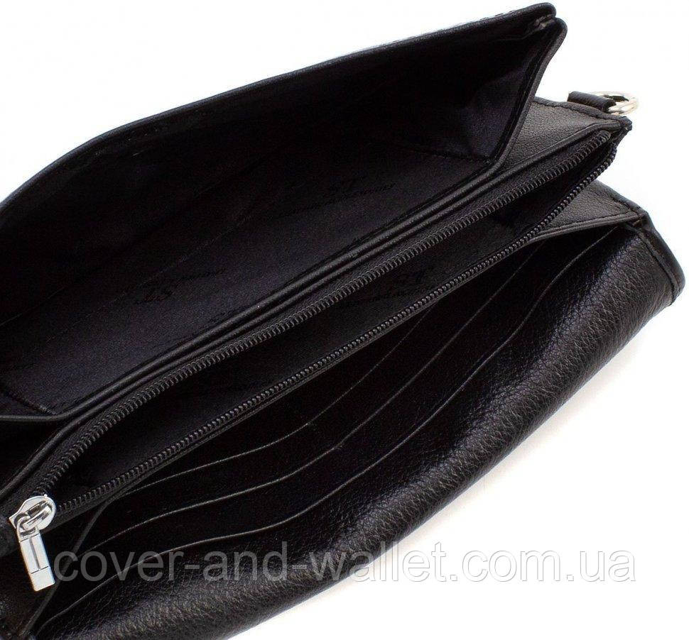 Классический черный кошелек-клатч из натуральной кожи с клапаном ST 023-Black Киев - изображение 6