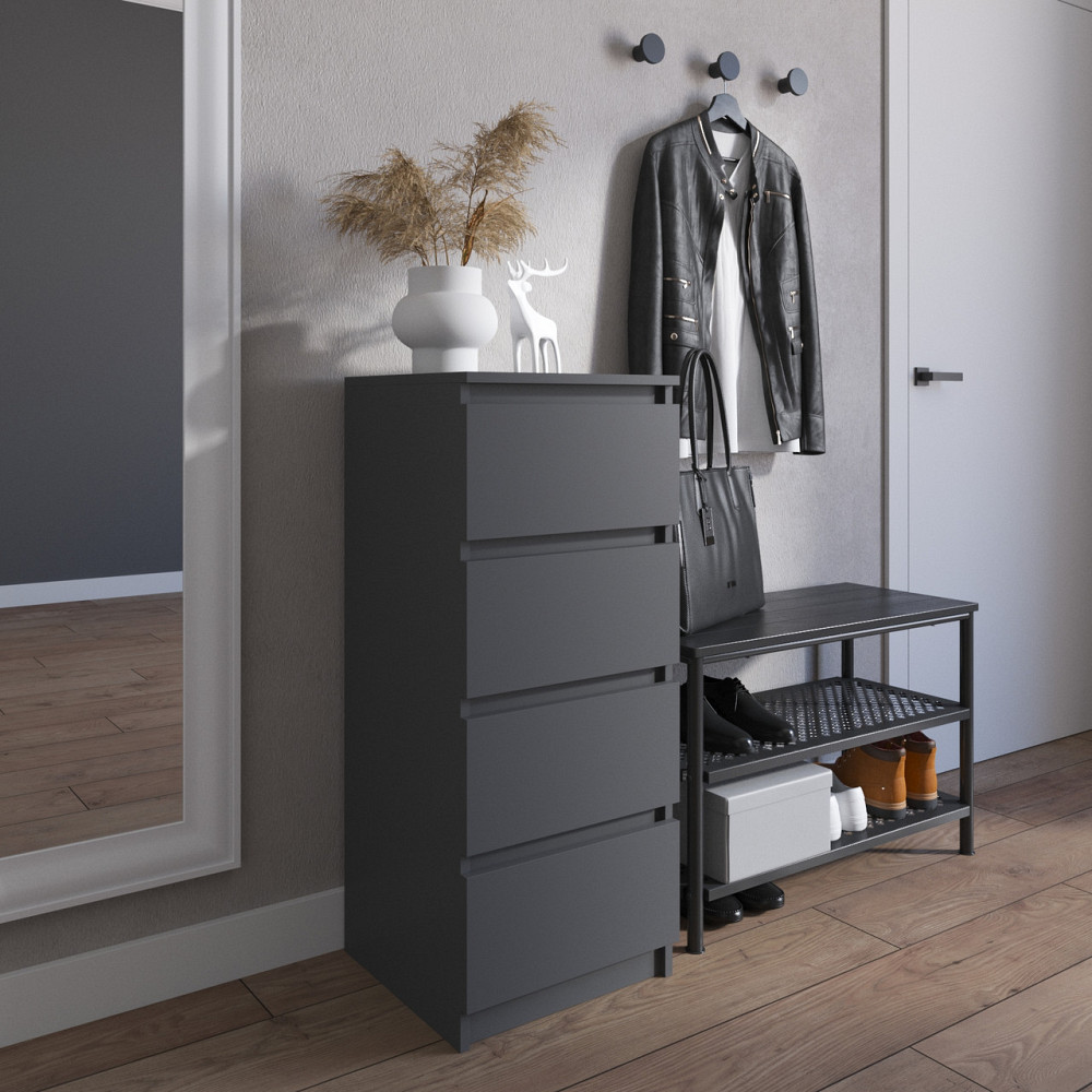 Комод VAYS R-17, на 4 ящика без ручек, узкий, ЛДСП 40×40×98 см - для прихожей, спальни, коридора Львов - изображение 7