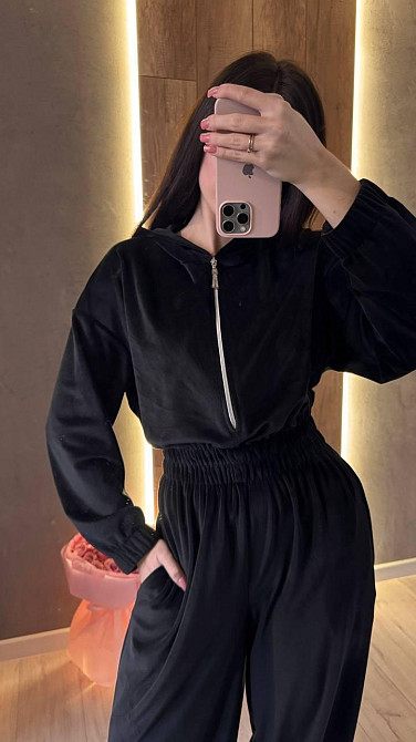 Жіночий стильний повсякденний комбінезон велюр плюш Чорний, 44/46 Одеса - фото 5