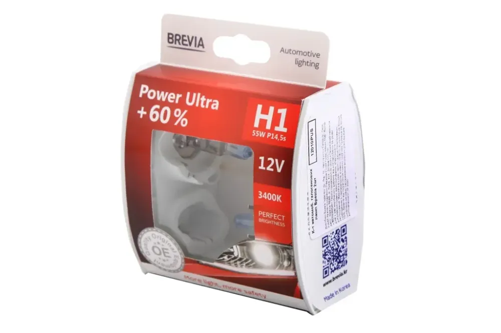 Лампа галогенная 12В  H1 Brevia 55 + 60% Power Ultra (2 шт.) Винница - изображение 3
