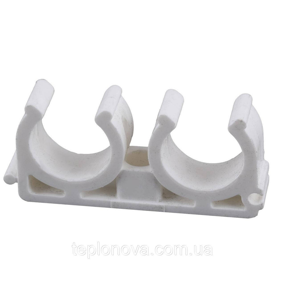 Кріплення подвійне Kalde PPR 20 (білий) 29051 (100 шт. в пакованні) Чернівці - фото 1