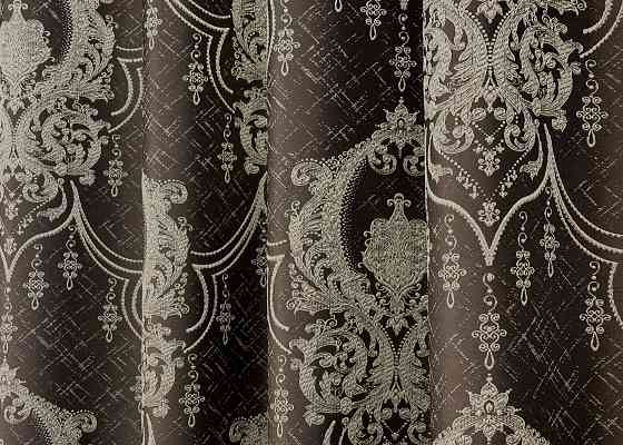 Шторная ткань парча цвет венге с бежевым 1774ш Киев