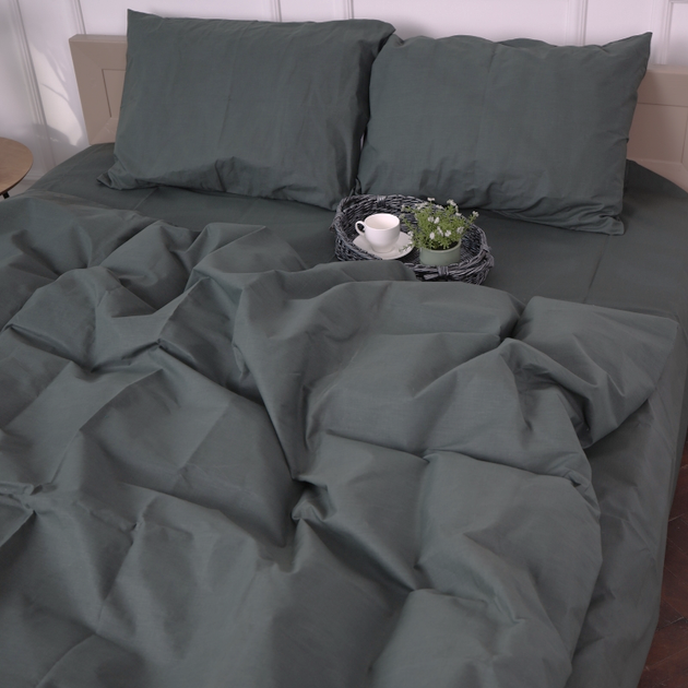 Комплект постільної білизни Ideal Textile бязь графіт однотон двоспальний євро Чернівці - фото 4