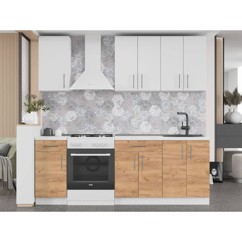 Кухня модульна Эверест Оптима набор №4 Нимфея альба+Дуб крафт золотой 2,2 м (без столешницы) (DTM-5706) Львов - изображение 1