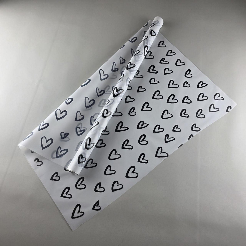 Калька для квітів рулон 8 м тонований матовий (77) (h680) No806 Сердечка чорні (1 шт.) Харків - фото 1