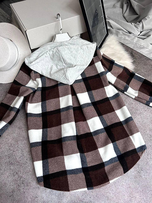 Жіноча тепла оверсайз сорочка з капюшоном турецький двосторонній фліс Полар Шоколад, 42/46 Одеса - фото 7