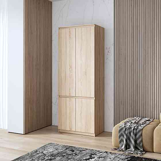 Шафа для одягу VAYS, з полицями, в спальню, сучасна, з фасадами без ручок R-24 Дуб Сонома Львів